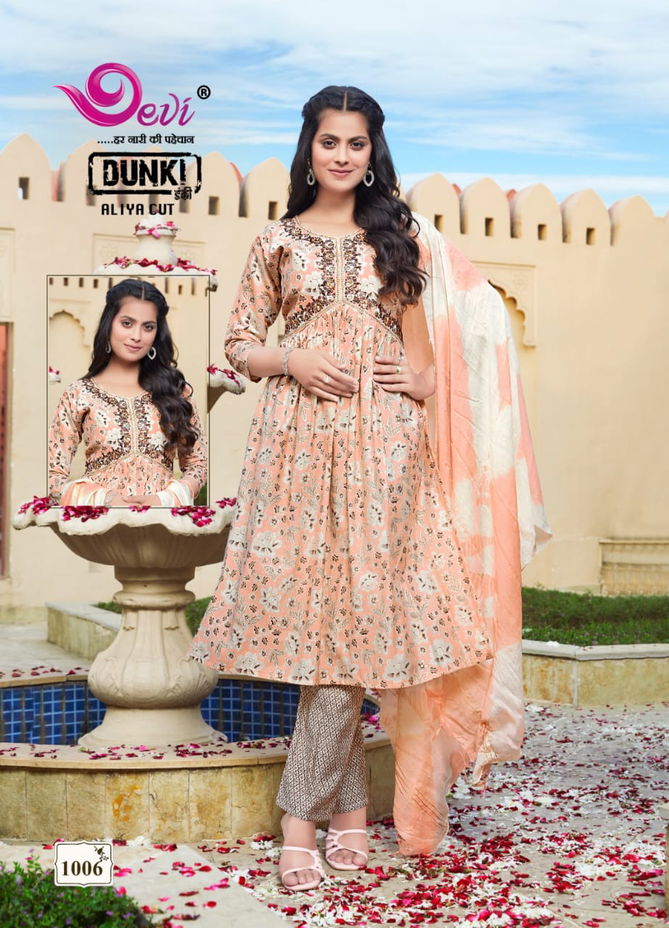 Devi Dunki Vol 1  By Devi Printed Embroidery Kurti With Bottom Dupatta Wholesale Price In Surat
